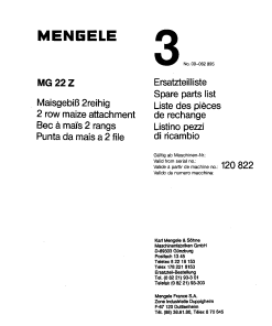 Mengele 3MG_22Z Parts manual catalog PDF Download