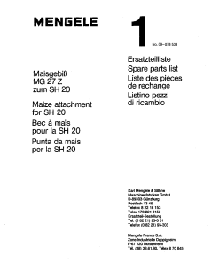 Mengele 5MG_27Z Parts manual catalog PDF Download