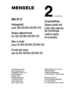 Mengele 6MG_27Z Parts manual catalog PDF Download