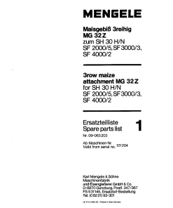 Mengele 8MG_32Z Parts manual catalog PDF Download