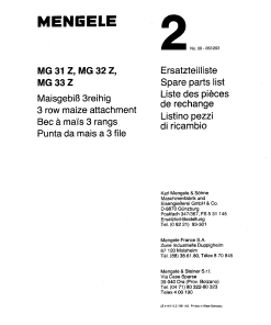 Mengele 9MG_31Z_32Z_33Z Parts manual catalog PDF Download