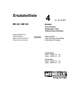 Mengele MB220_300_2000 Parts manual catalog PDF Download