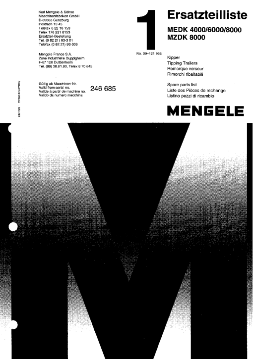 Mengele MEDK_4000_6000_8000_MZDK_8000 Parts manual catalog PDF Download