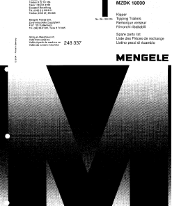 Mengele MZDK18000 Parts manual catalog PDF Download