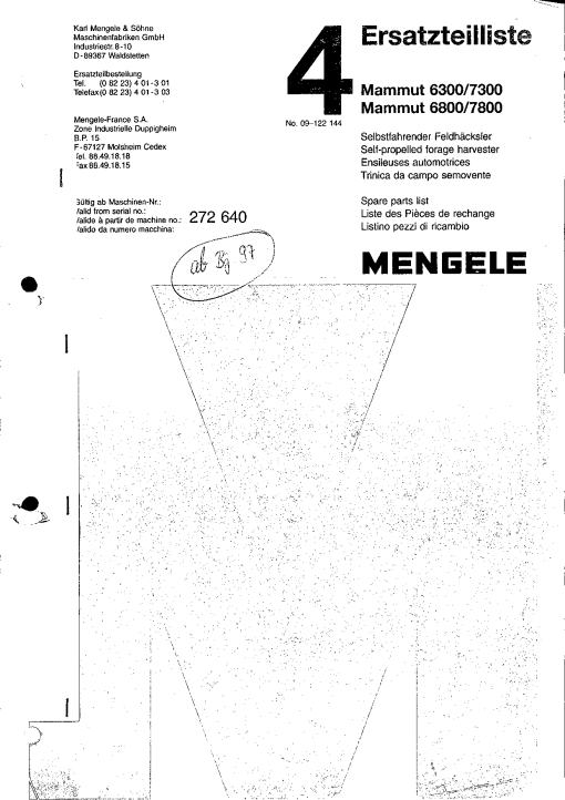 Mengele Mammut_6300_6800_7300_7800 Parts manual catalog PDF Download