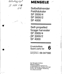 Mengele SF_2000-4_3000-2_4000 Parts manual catalog PDF Download
