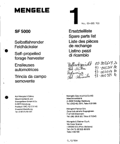 Mengele SF_5000 Parts manual catalog PDF Download