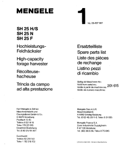 Mengele SH25_1986 Parts manual catalog PDF Download