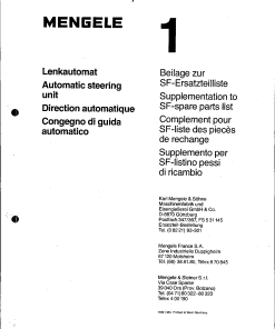 Mengele Steering_unit Parts manual catalog PDF Download