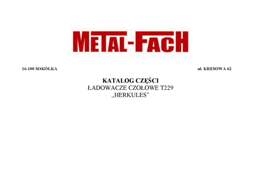 Metal-Fach T229 Front_loader Parts manual catalog PDF Download