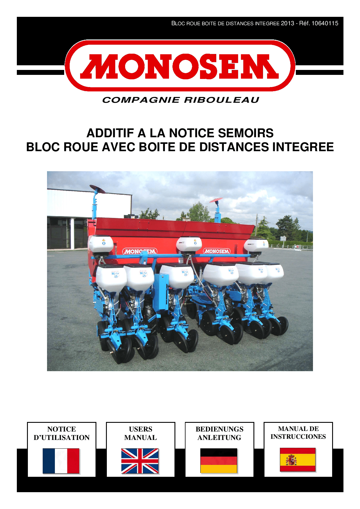 Monosem Additive-boite-bloc-roue-boite-distance Parts manual catalog PDF Download