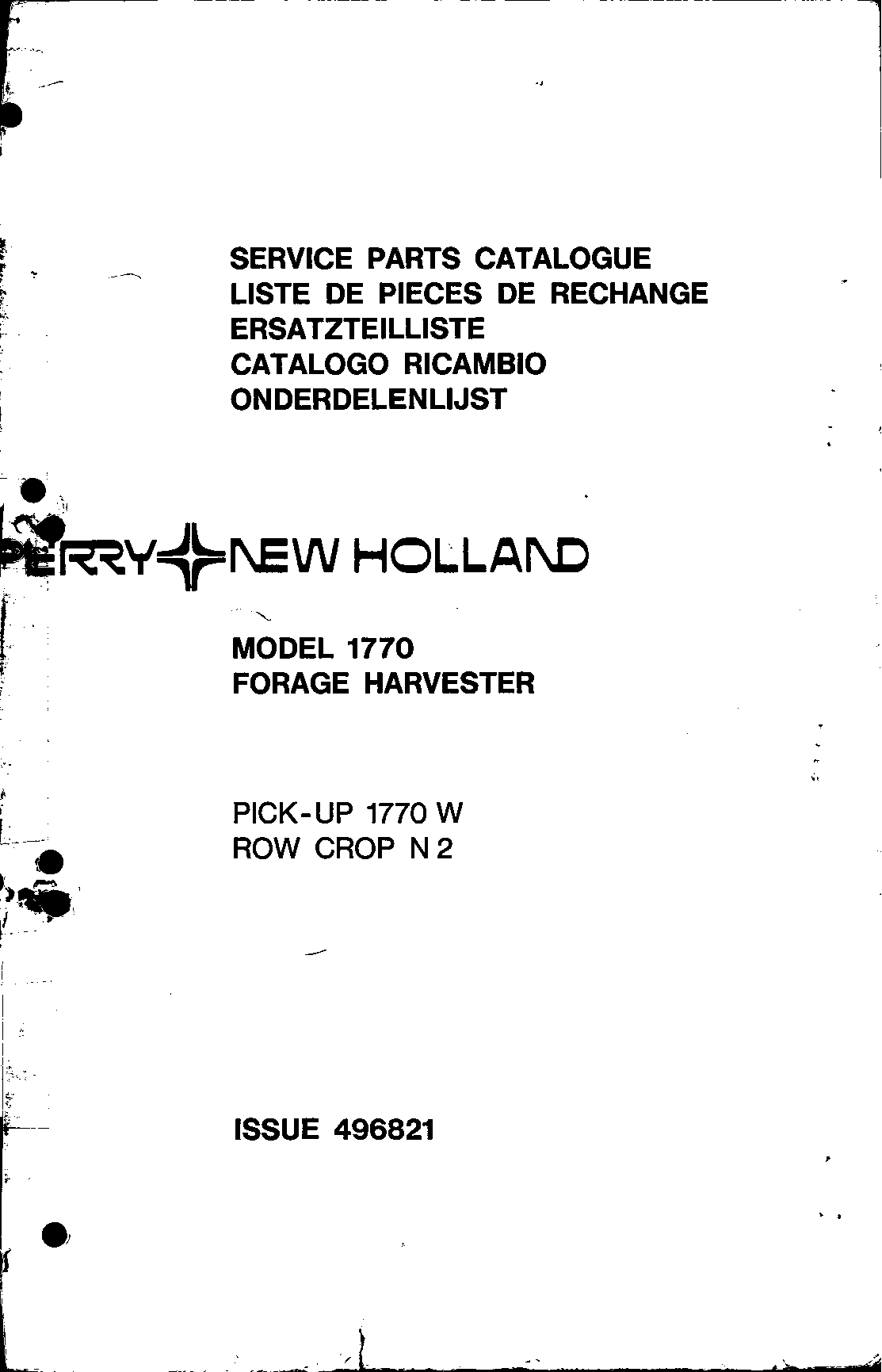 New Holland 1770 Forage_Harvester Parts manual catalog PDF Download