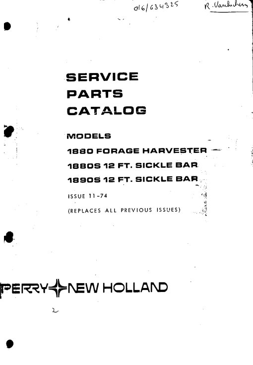 New Holland 1880 Forage_Harvester Parts manual catalog PDF Download