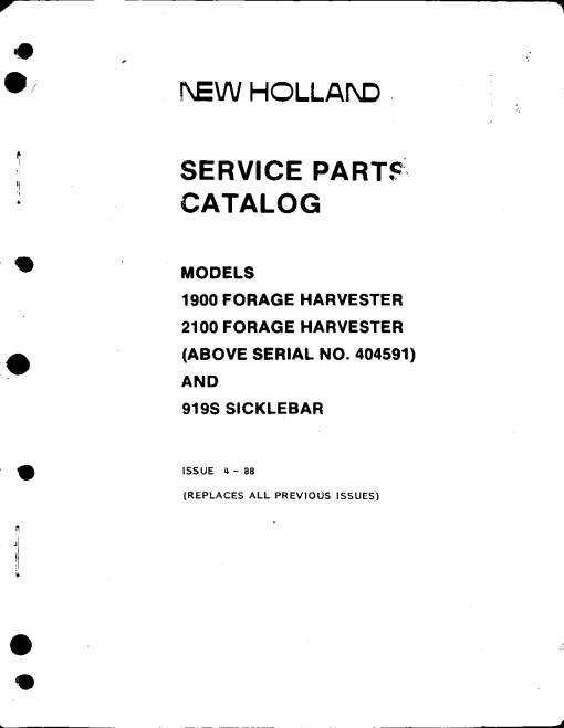 New Holland 1900_2100 Forage_Harvester Parts manual catalog PDF Download