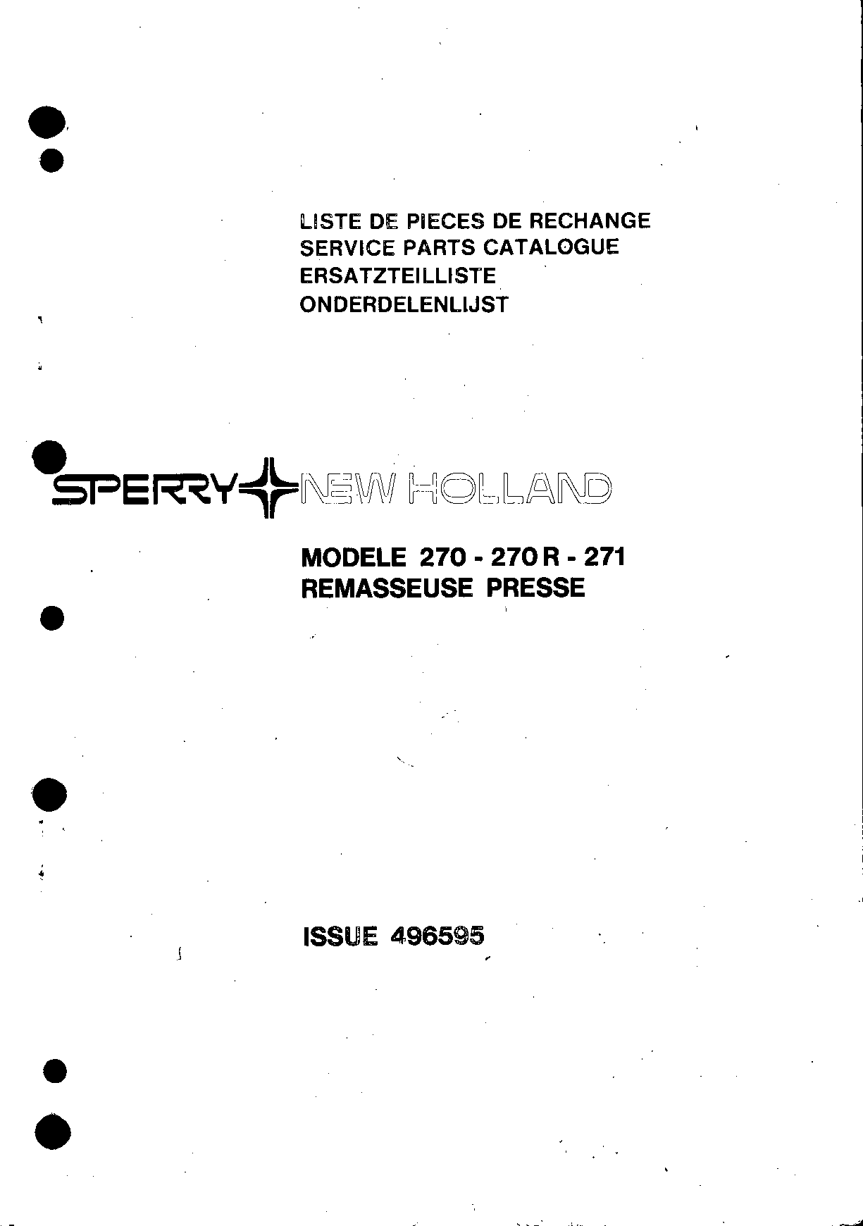 New Holland 270_271 Baler Parts manual catalog PDF Download