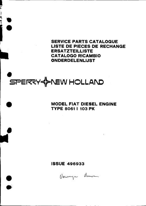 New Holland Engine_8061 Combine Parts manual catalog PDF Download