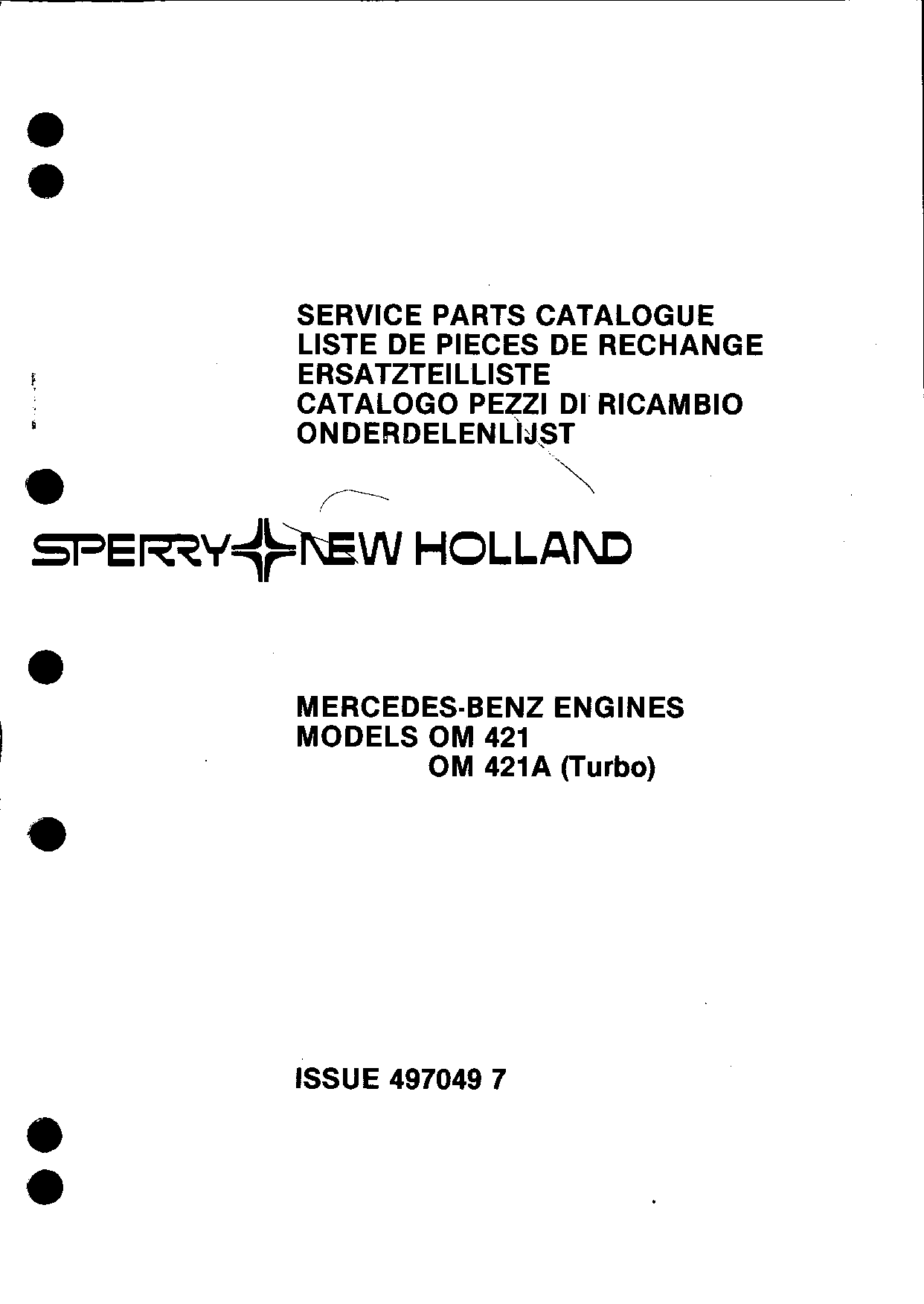 New Holland Engine_Mercedes_OM-421_OM-421A Combine Parts manual catalog PDF Download