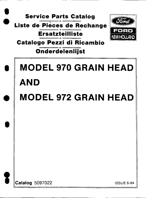 New Holland Grain_Header_970_972 Parts manual catalog PDF Download