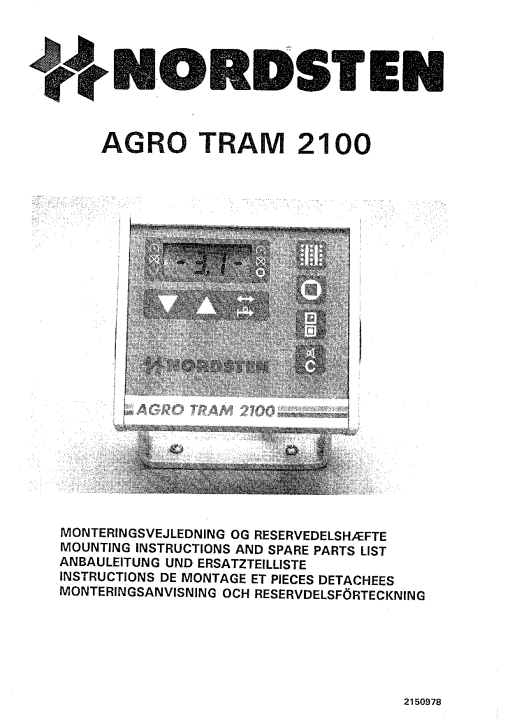 Nordsten Agro_tram_2100 Fertilizer Spreader Parts manual catalog PDF Download