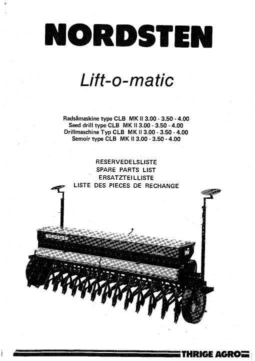 Nordsten CLB_MKll_300_350_400_LiftomaticSeed drill Parts manual catalog PDF Download