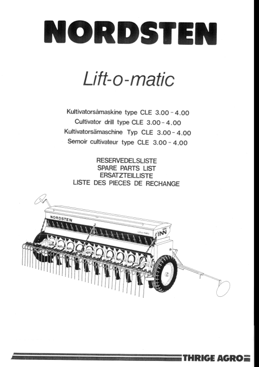 Nordsten CLE_300_400_liftomaticSeed drill Parts manual catalog PDF Download