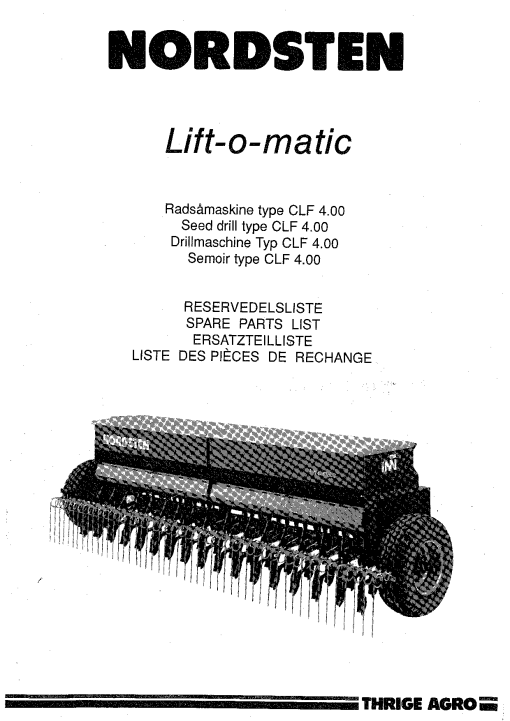 Nordsten CLF_400_LiftomaticSeed drill Parts manual catalog PDF Download