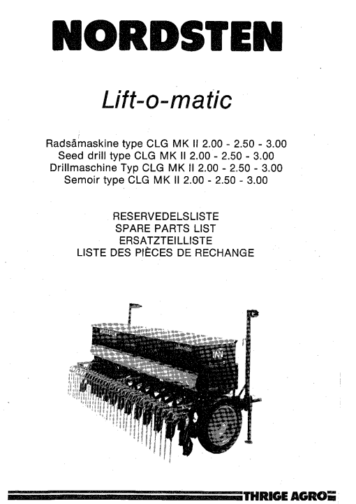 Nordsten CLG_MKll_200_250_300Seed drill Parts manual catalog PDF Download
