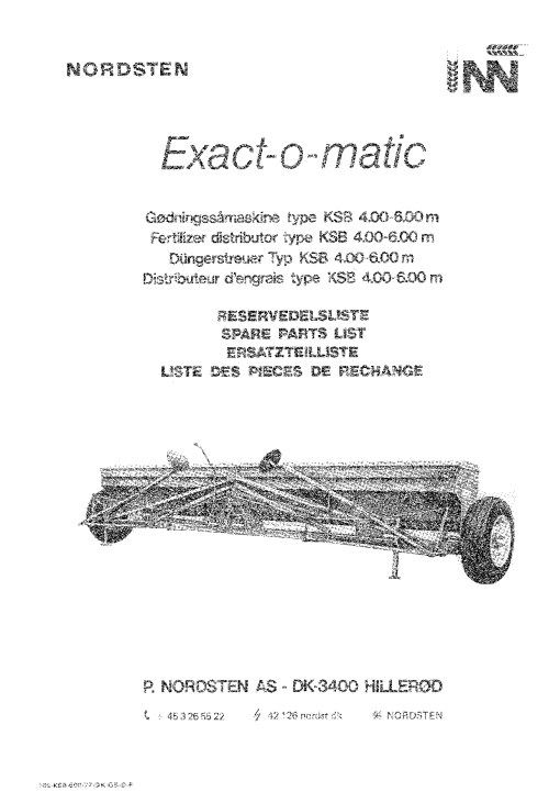 Nordsten KSB_400_600_Exactomatic Fertilizer Spreader Parts manual catalog PDF Download
