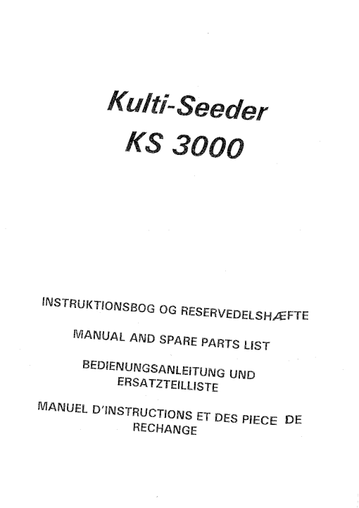 Nordsten Kulti_Seeder_KS_3000Seed drill Parts manual catalog PDF Download