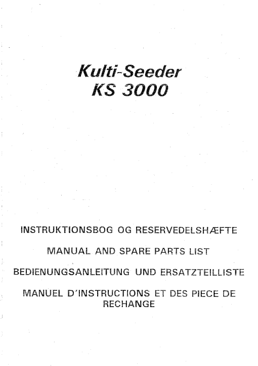 Nordsten Kulti_seeder_KS_3000MSeed drill Parts manual catalog PDF Download