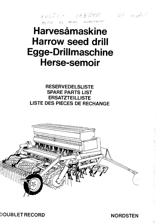 Nordsten Kultiseeder_61Seed drill Parts manual catalog PDF Download