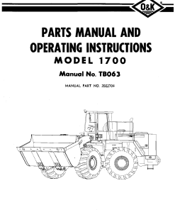O&K 1700 Parts manual catalog PDF Download