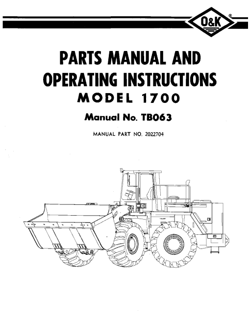 O&K 1700 Parts manual catalog PDF Download