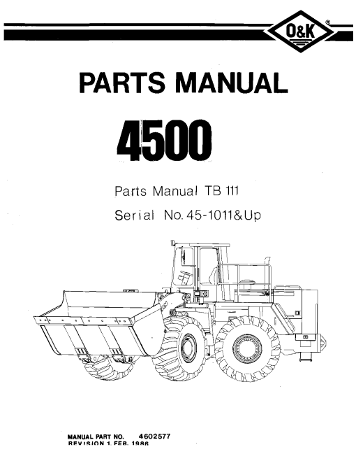 O&K 4500 Parts manual catalog PDF Download