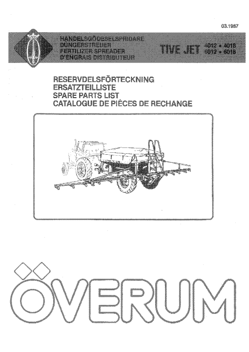 Overum TiveJet_4012_4018_6012_6018 Fertilising Parts manual catalog PDF Download