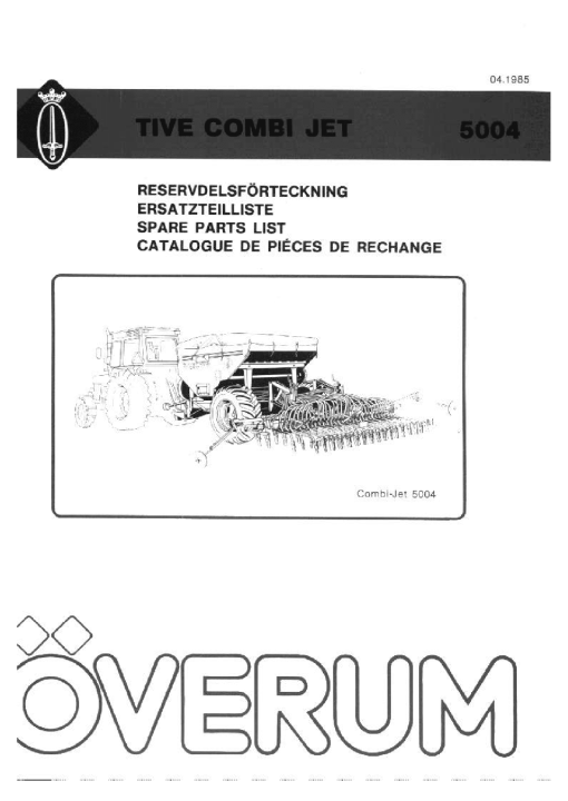 Overum Tive_CombiJet_5004_1985 Seed Drill Parts manual catalog PDF Download