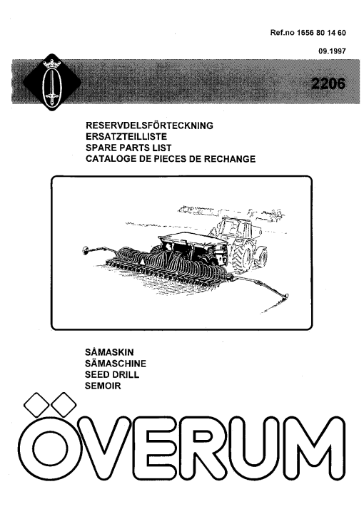 Overum Tive_SaJet_2206_1997 Seed Drill Parts manual catalog PDF Download
