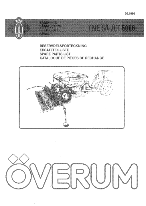 Overum Tive_SaJet_5006 Seed Drill Parts manual catalog PDF Download