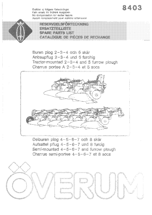 Overum bt_ct84 Fertilising Parts manual catalog PDF Download