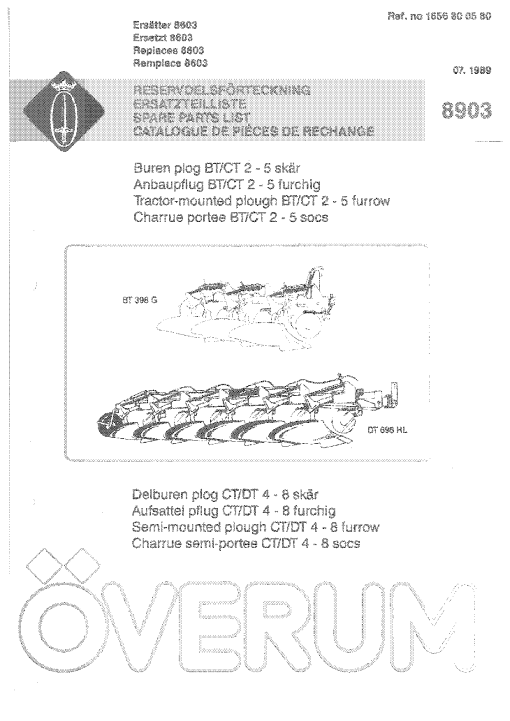 Overum bt_ct89 Fertilising Parts manual catalog PDF Download