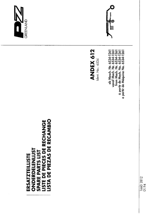 PZ_Zweegers Andex_612 Rake Parts manual catalog PDF Download