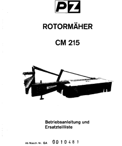 PZ_Zweegers CM215 Mower Parts manual catalog PDF Download