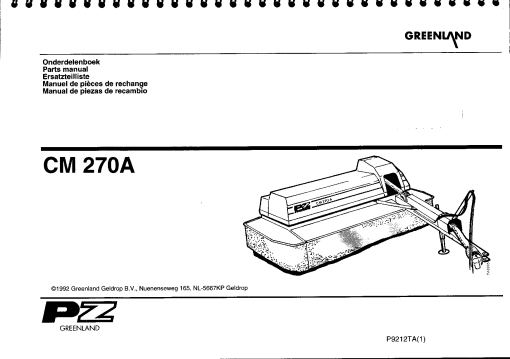 PZ_Zweegers CM270A Mower Parts manual catalog PDF Download