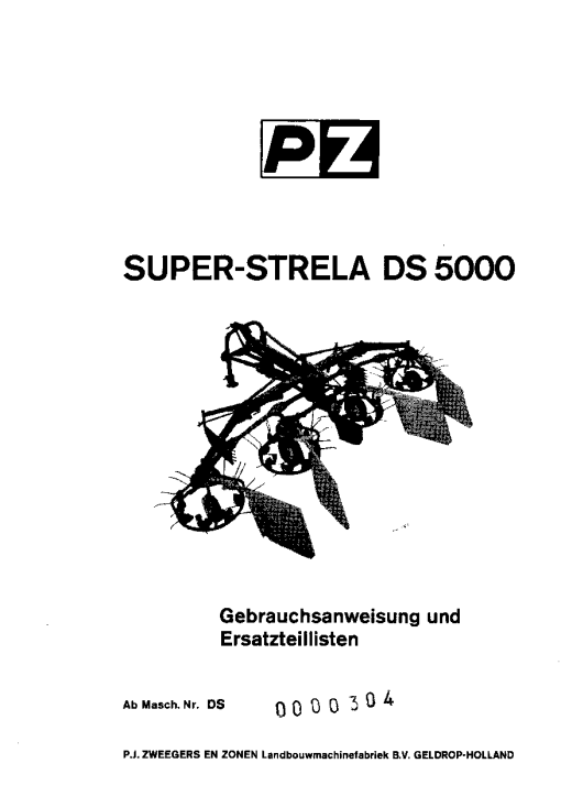 PZ_Zweegers DS5000 Rake Parts manual catalog PDF Download