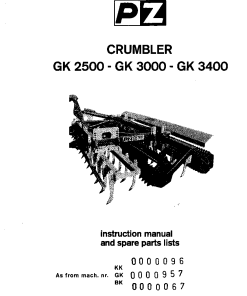 PZ_Zweegers GK2500_GK3000_GK3400 Subsoiler Parts manual catalog PDF Download
