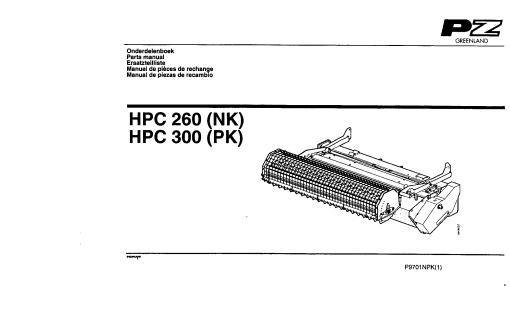 PZ_Zweegers HPC260_HPC300 Mower Parts manual catalog PDF Download