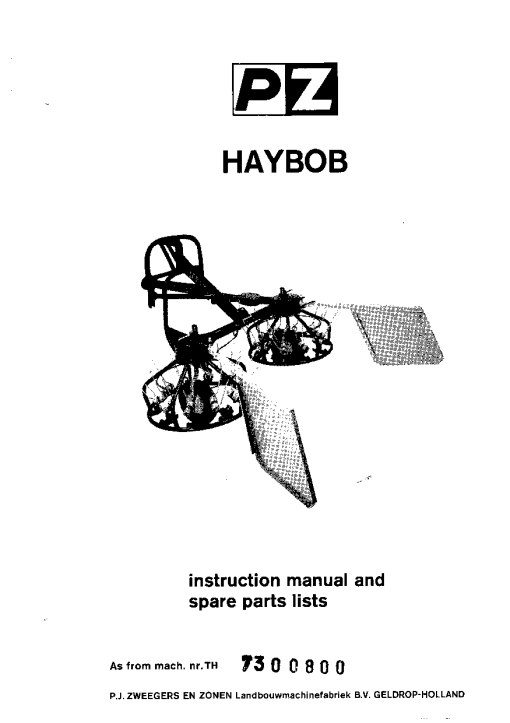 PZ_Zweegers Haybob Rake Parts manual catalog PDF Download