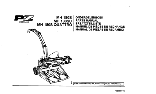 PZ_Zweegers MH180 Forage_cutter Parts manual catalog PDF Download