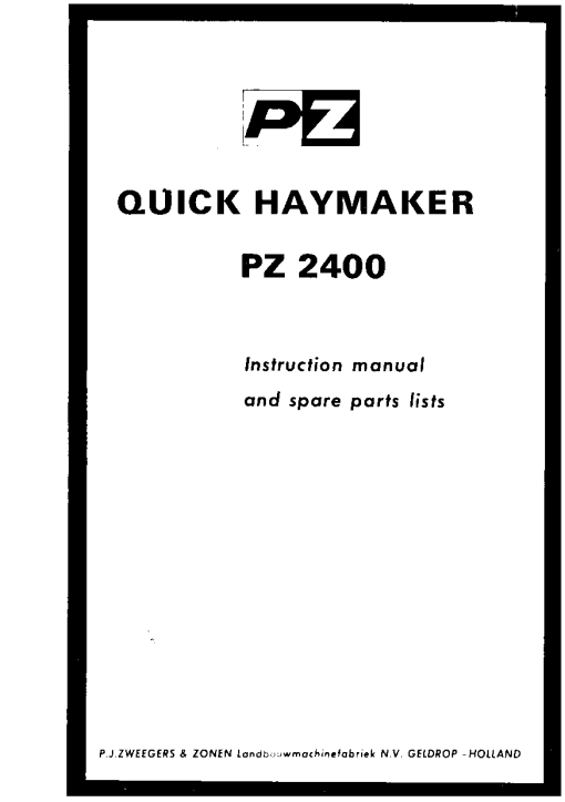 PZ_Zweegers PZ2400 Rake Parts manual catalog PDF Download