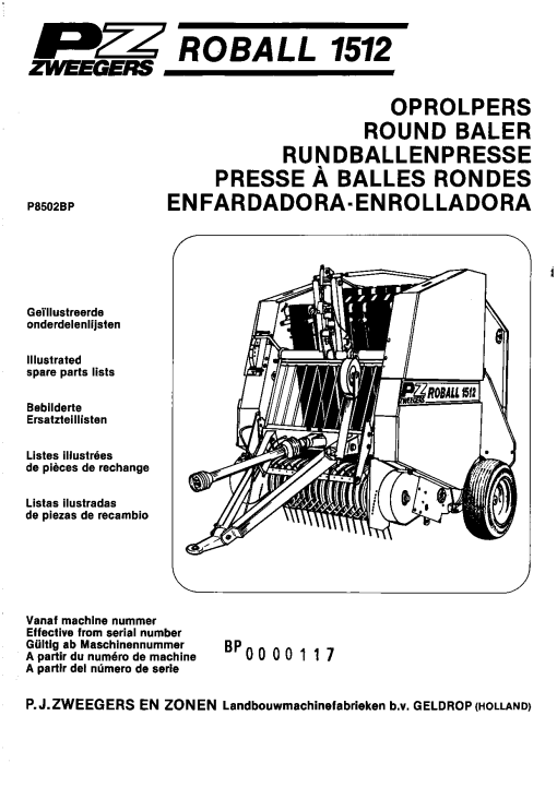 PZ_Zweegers Roball_1512 Baler Parts manual catalog PDF Download